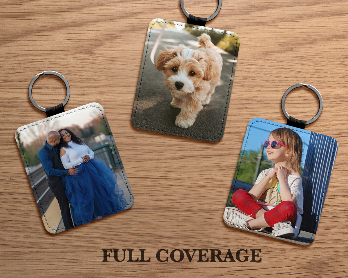 Extra Large Personalized Photo Keychain – 3x3.6 Vegan Leather