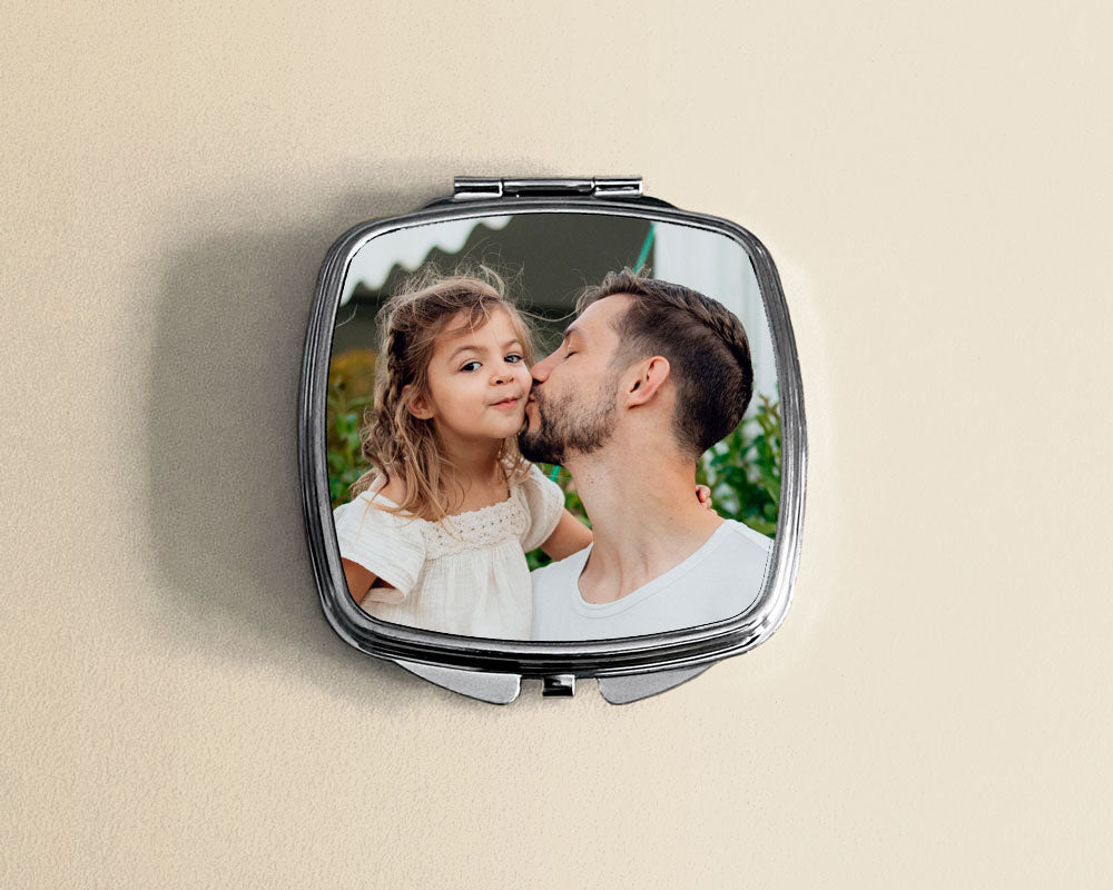 Custom photo printed silver square compact mirror sublimation blank