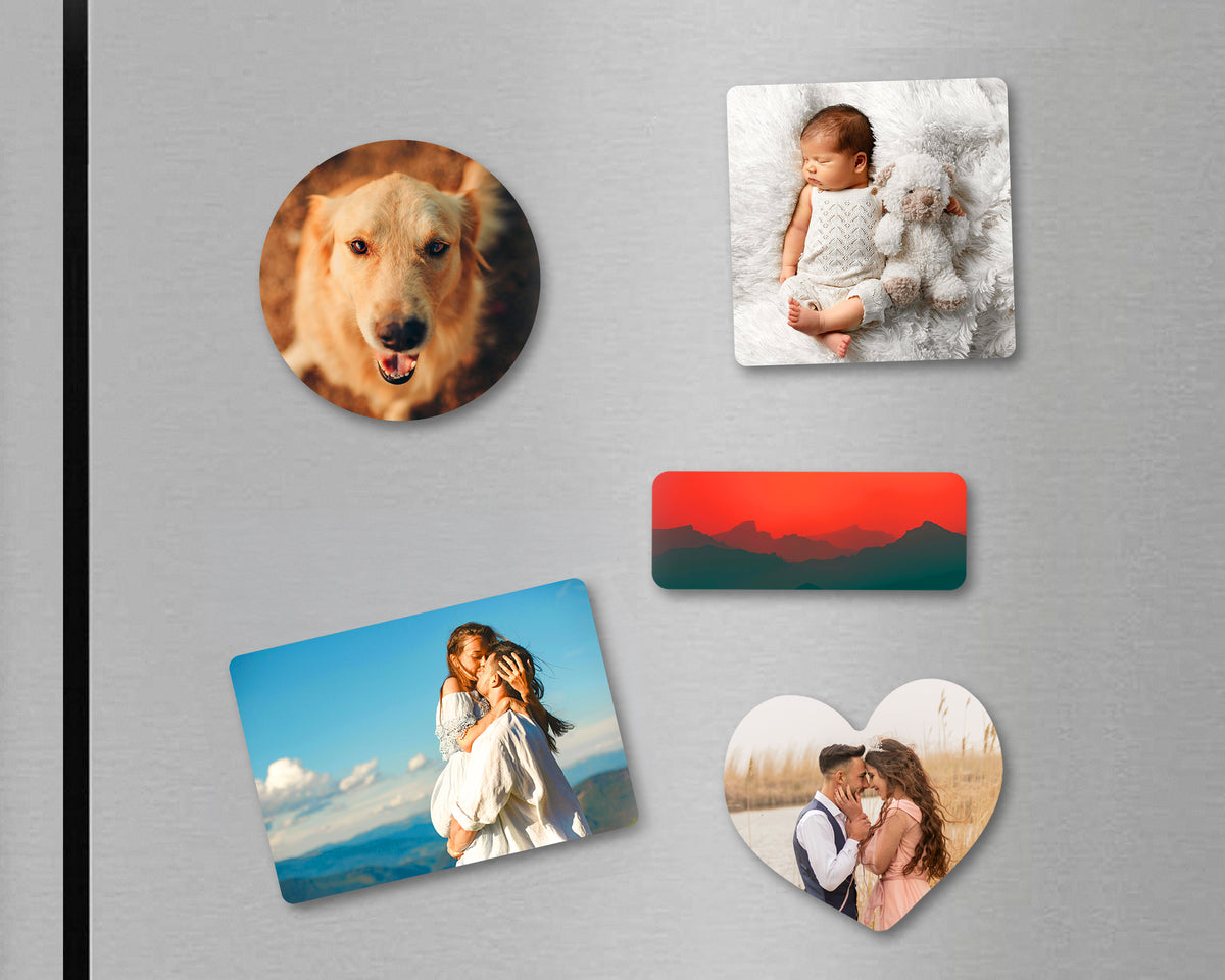 Personalized Photo  Fridge Magnets Metal in various shapes and sizes