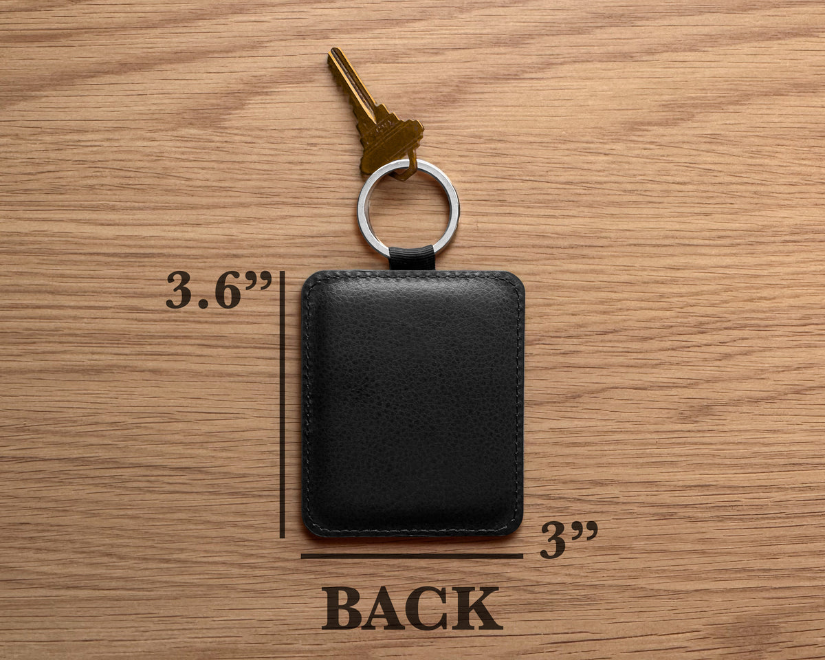 Extra Large Personalized Photo Keychain – 3x3.6 Vegan Leather