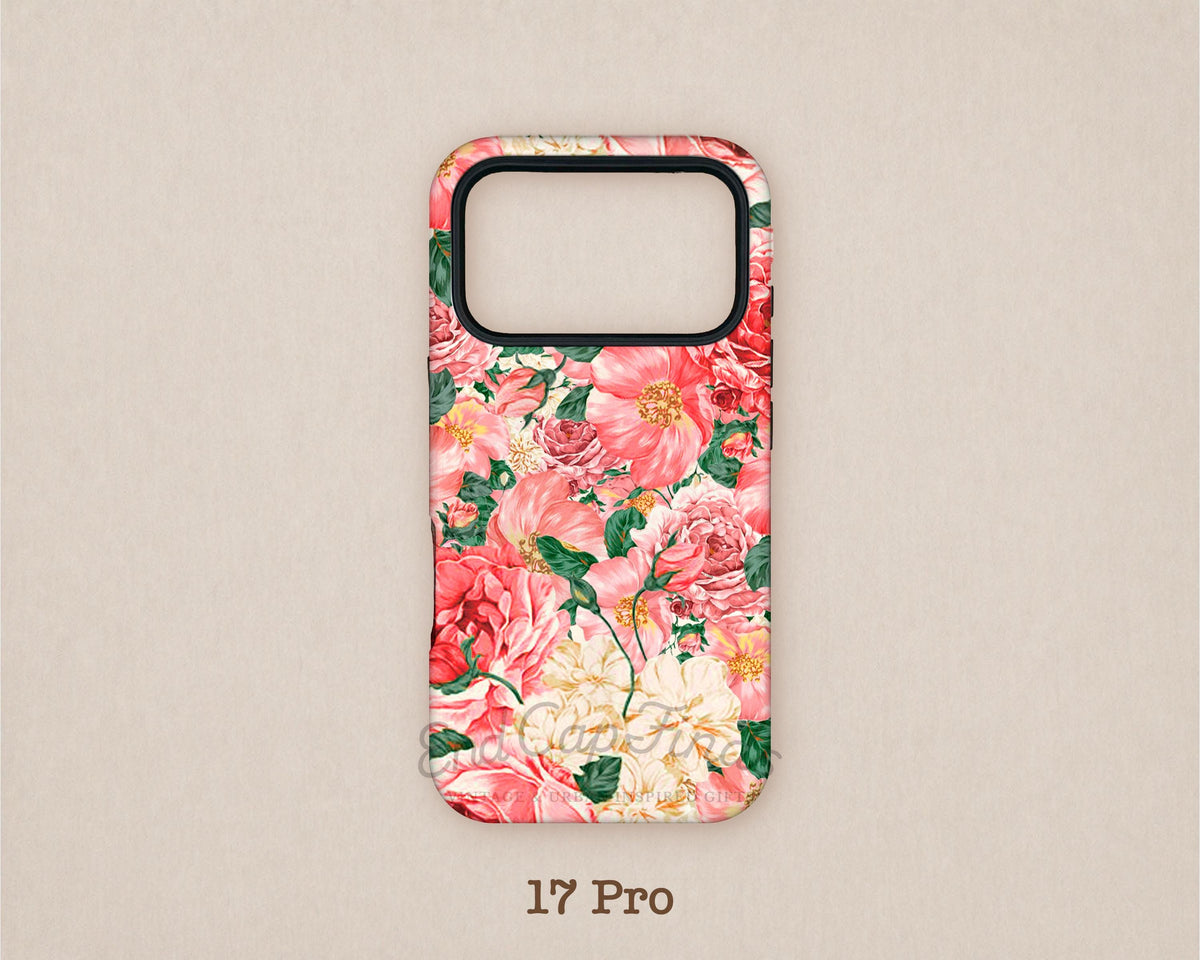 Pink Carnation Floral iPhone 17 Case ( Air,Pro, Max ) MagSafe Tough Cover