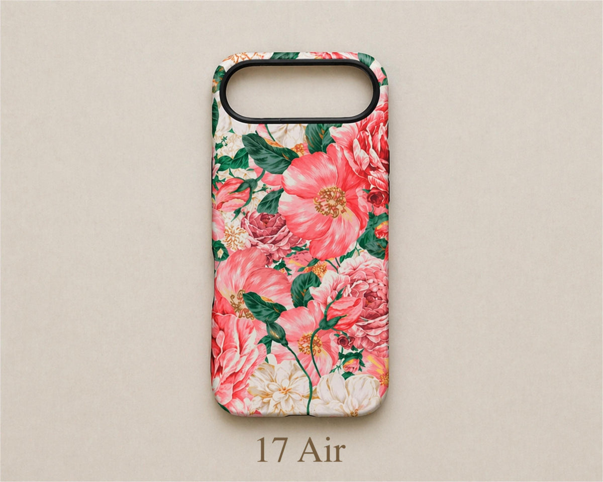 Pink Carnation Floral iPhone 17 Case ( Air,Pro, Max ) MagSafe Tough Cover