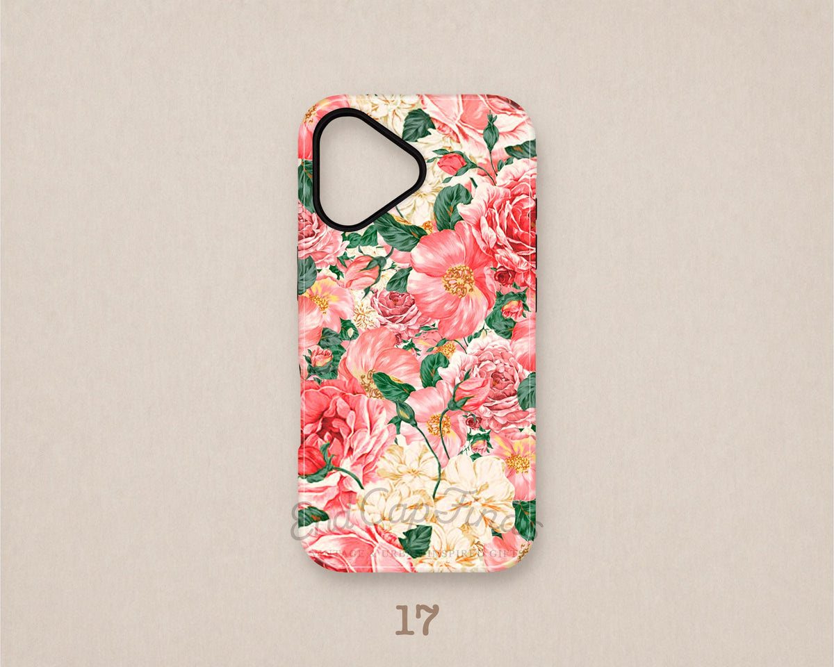 Pink Carnation Floral iPhone 17 Case ( Air,Pro, Max ) MagSafe Tough Cover