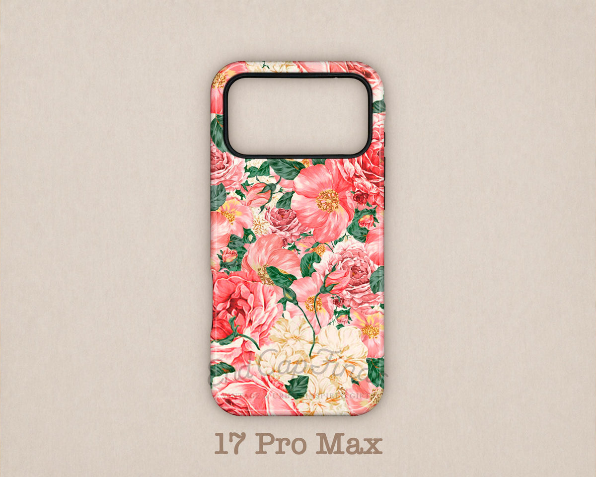 Pink Carnation Floral iPhone 17 Case ( Air,Pro, Max ) MagSafe Tough Cover