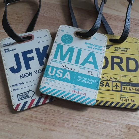 Video of 3 Vintage Luggage Tags Personalized