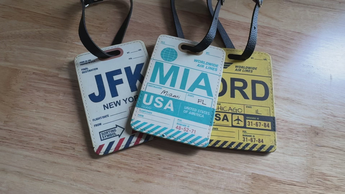 Video of 3 Vintage Luggage Tags Personalized