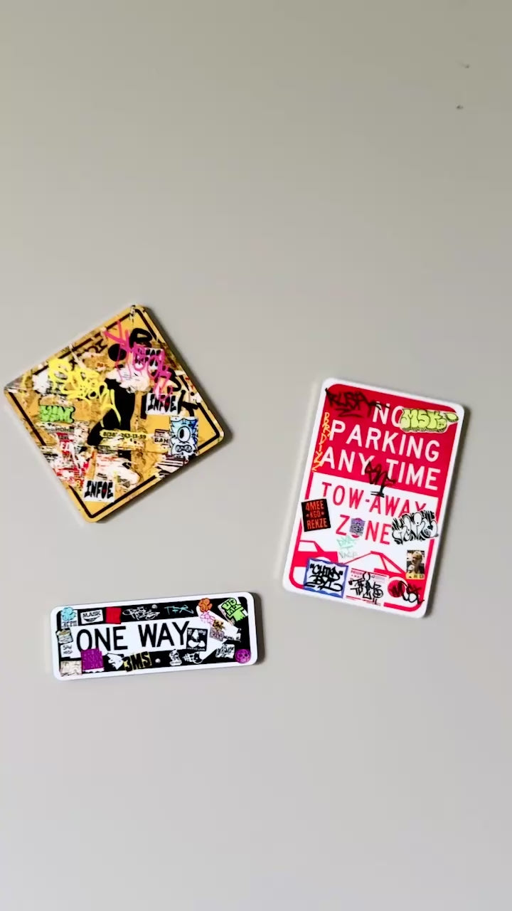 Video of 3 Graffiti Themed Fridge Magnets